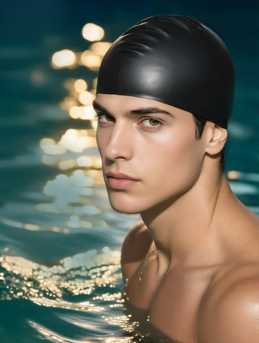 Silicone Swim Cap for Men - Waterproof, Non-Slip, Comfort Fit Swimming Hat with Anti-Fog Design