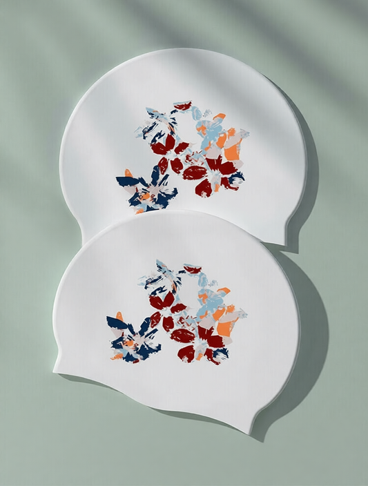 Cotton Blend Floral Swim Cap - Stylish and Comfortable Swimwear Accessory