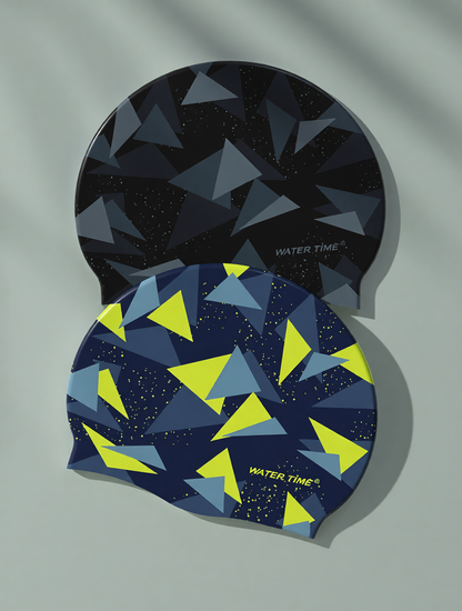 Silicone Swim Cap with Geometric Pattern Design for Swimming Training and Competition