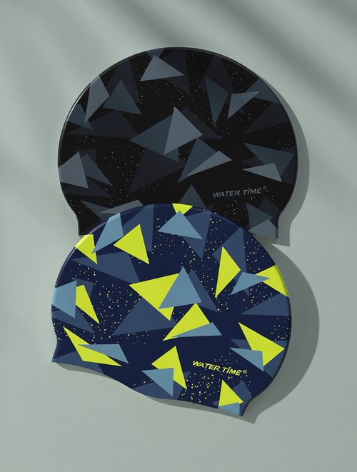 Silicone Swim Cap with Geometric Pattern Design for Swimming Training and Competition