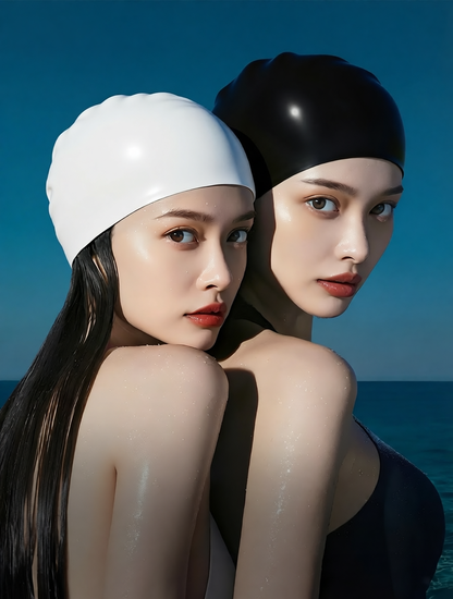 Silicone Swim Cap for Long Hair - Waterproof, Anti-Slip, Comfort Fit with High Elasticity and UV Protection