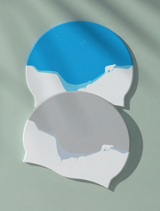 Silicone Swim Cap with Polar Bear Design - Comfortable, Durable, Anti-Slip for Swimming Training and Leisure
