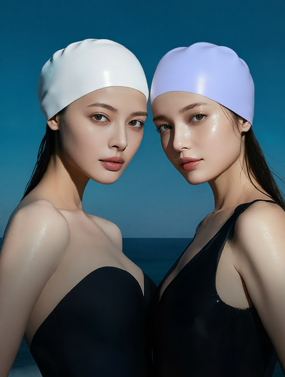 Silicone Swim Cap for Long Hair - Waterproof, Anti-Slip, Comfort Fit with High Elasticity and UV Protection