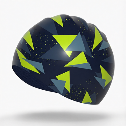 Silicone Swim Cap with Geometric Pattern Design for Swimming Training and Competition